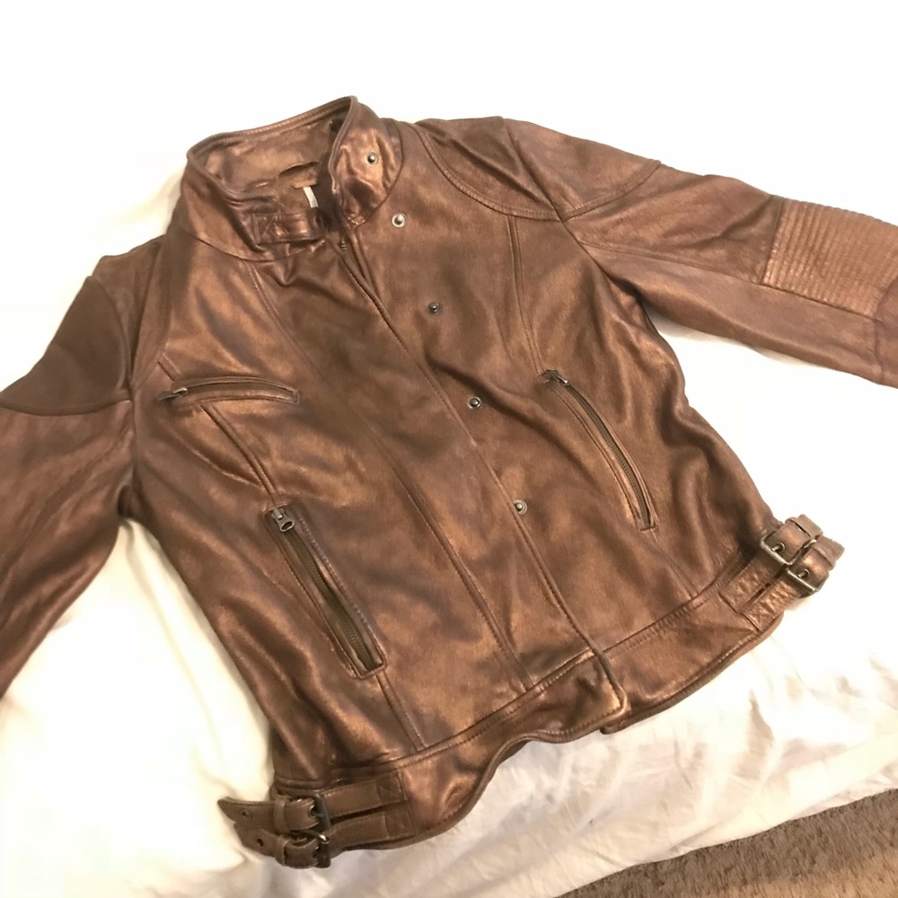 Free people bronze leather jacket Large